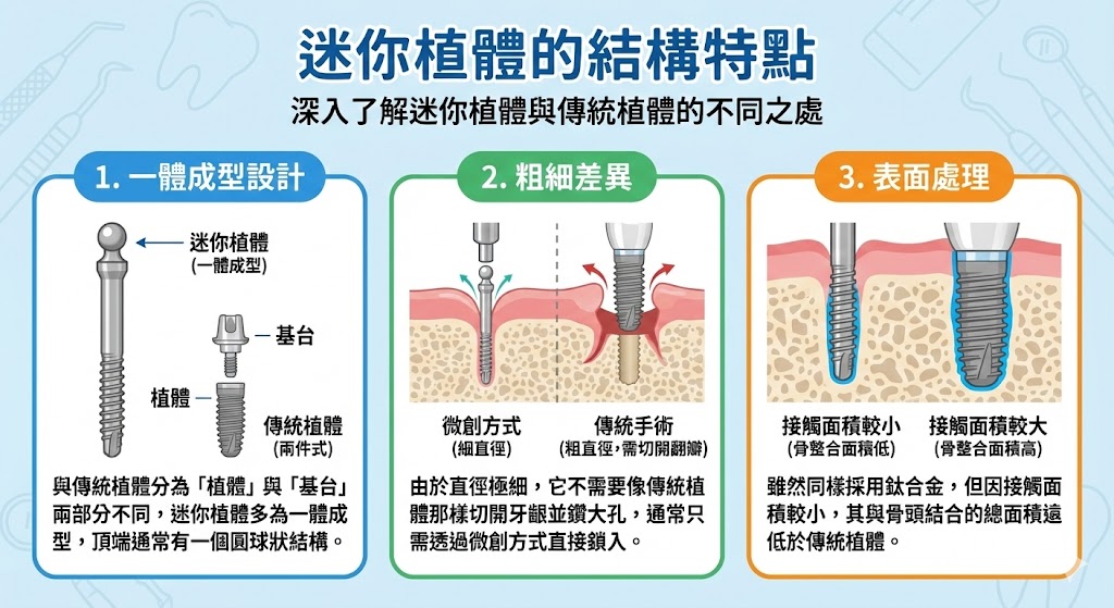 迷你植體的結構特點：深入了解與傳統植體之差異