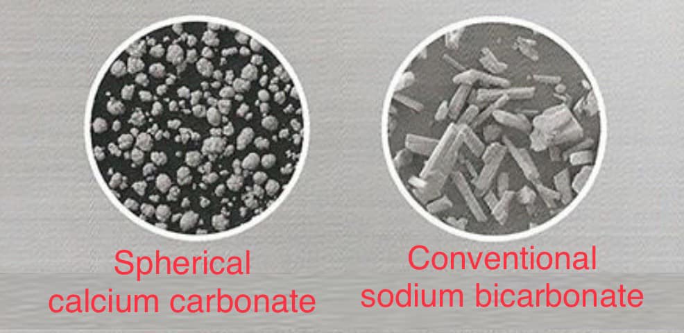 噴砂粉末比一比:球型碳酸鈣更細緻、不傷牙